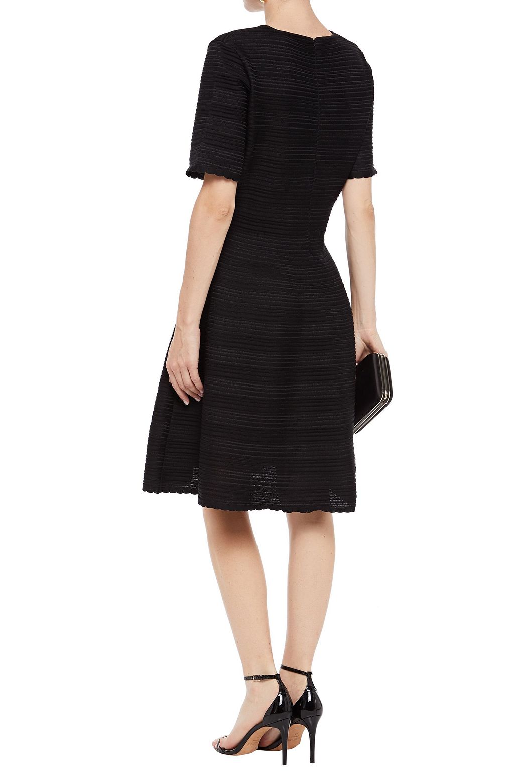 OSCAR DE LA RENTA Flared textured silk-blend dress