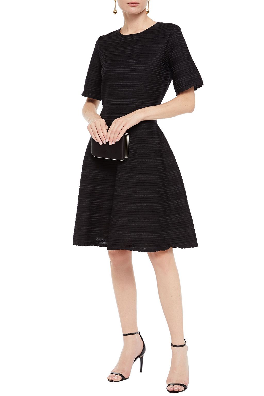 OSCAR DE LA RENTA Flared textured silk-blend dress