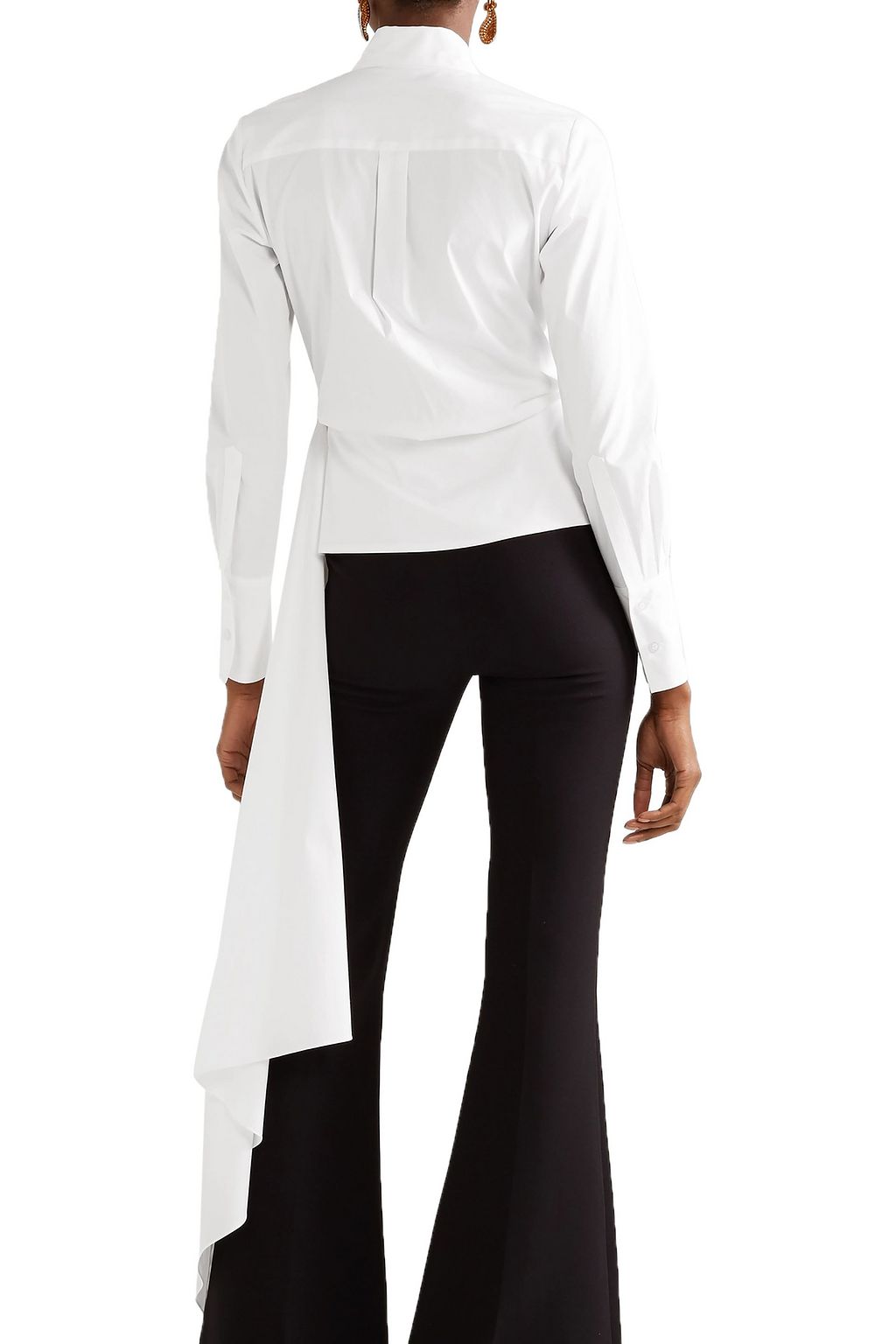 OSCAR DE LA RENTA Draped cotton-blend poplin wrap shirt
