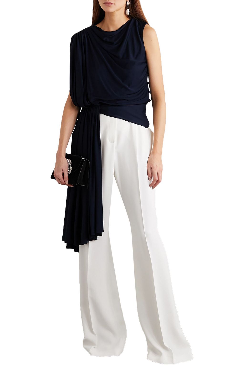 OSCAR DE LA RENTA Asymmetric draped jersey top