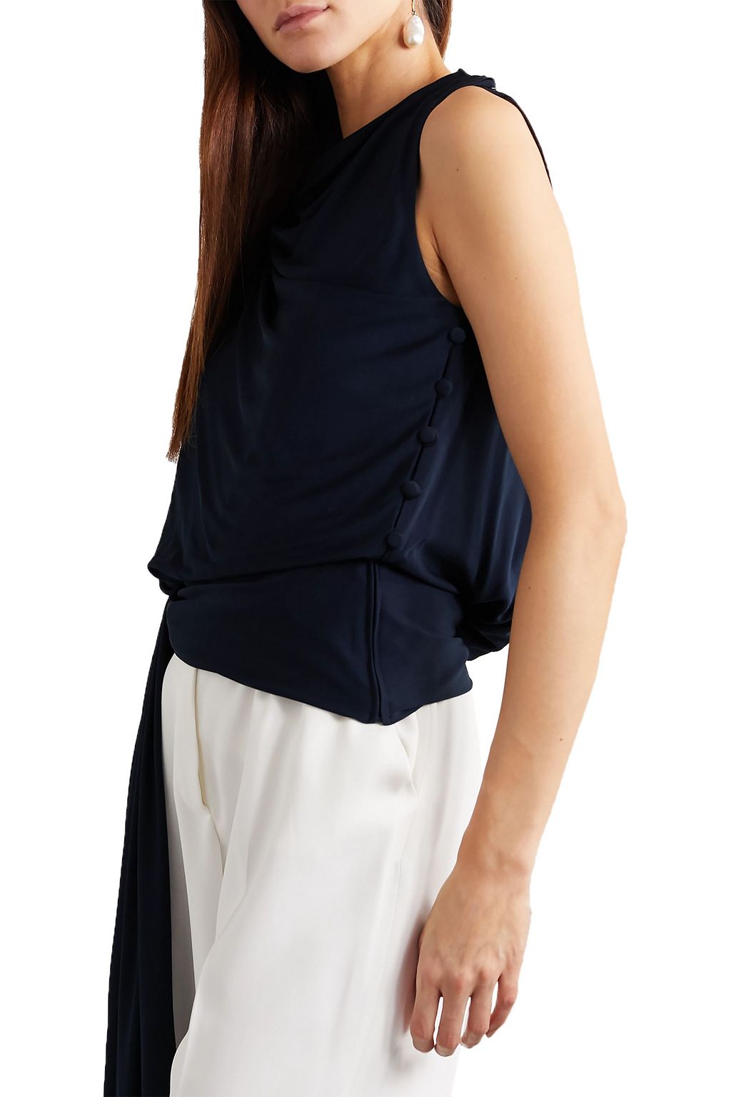 OSCAR DE LA RENTA Asymmetric draped jersey top