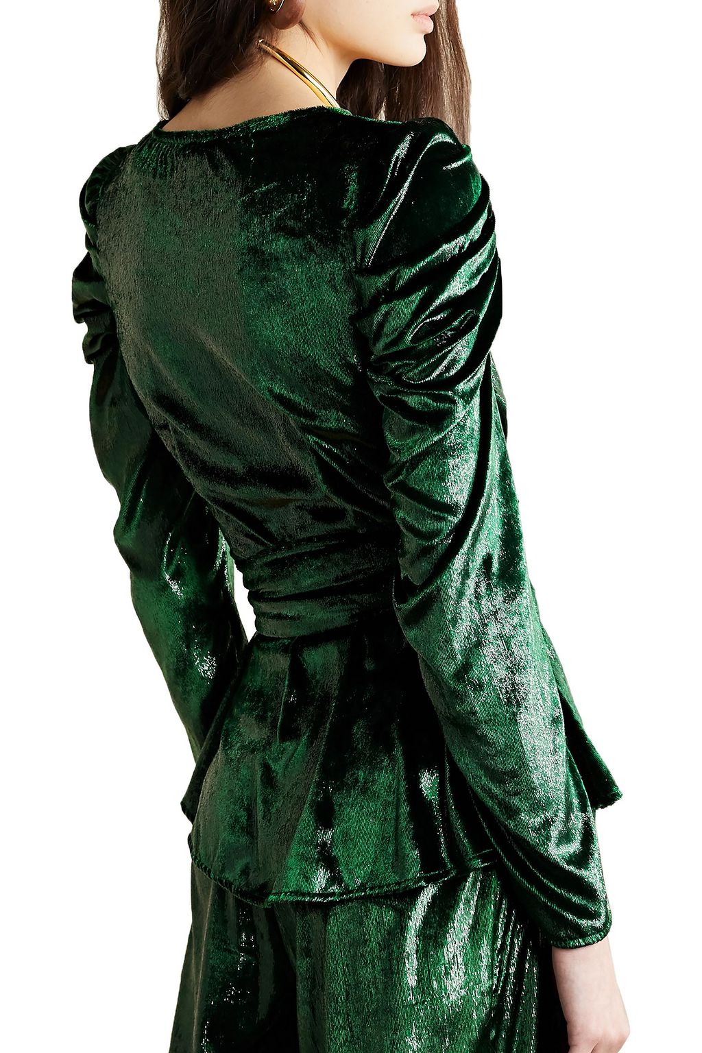 PATBO Metallic velvet wrap top