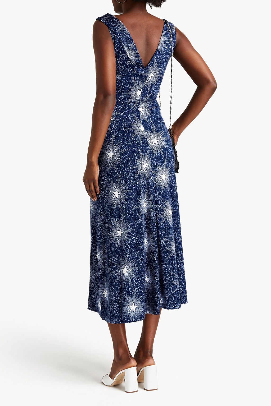 RABANNE Printed stretch-jersey midi dress