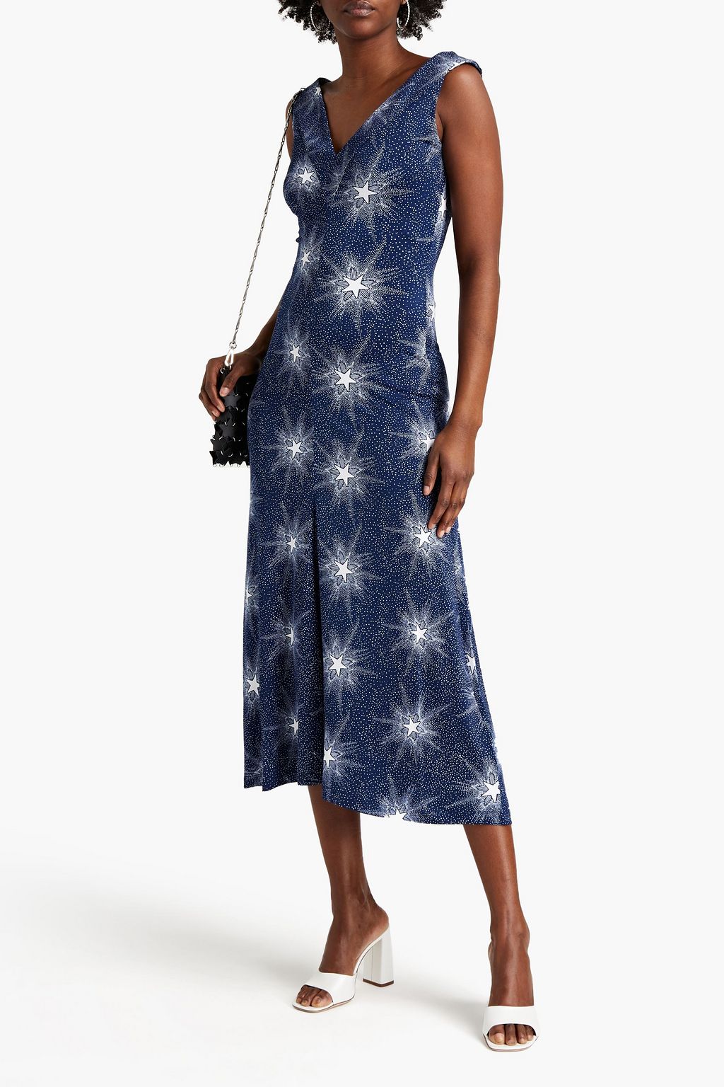 RABANNE Printed stretch-jersey midi dress