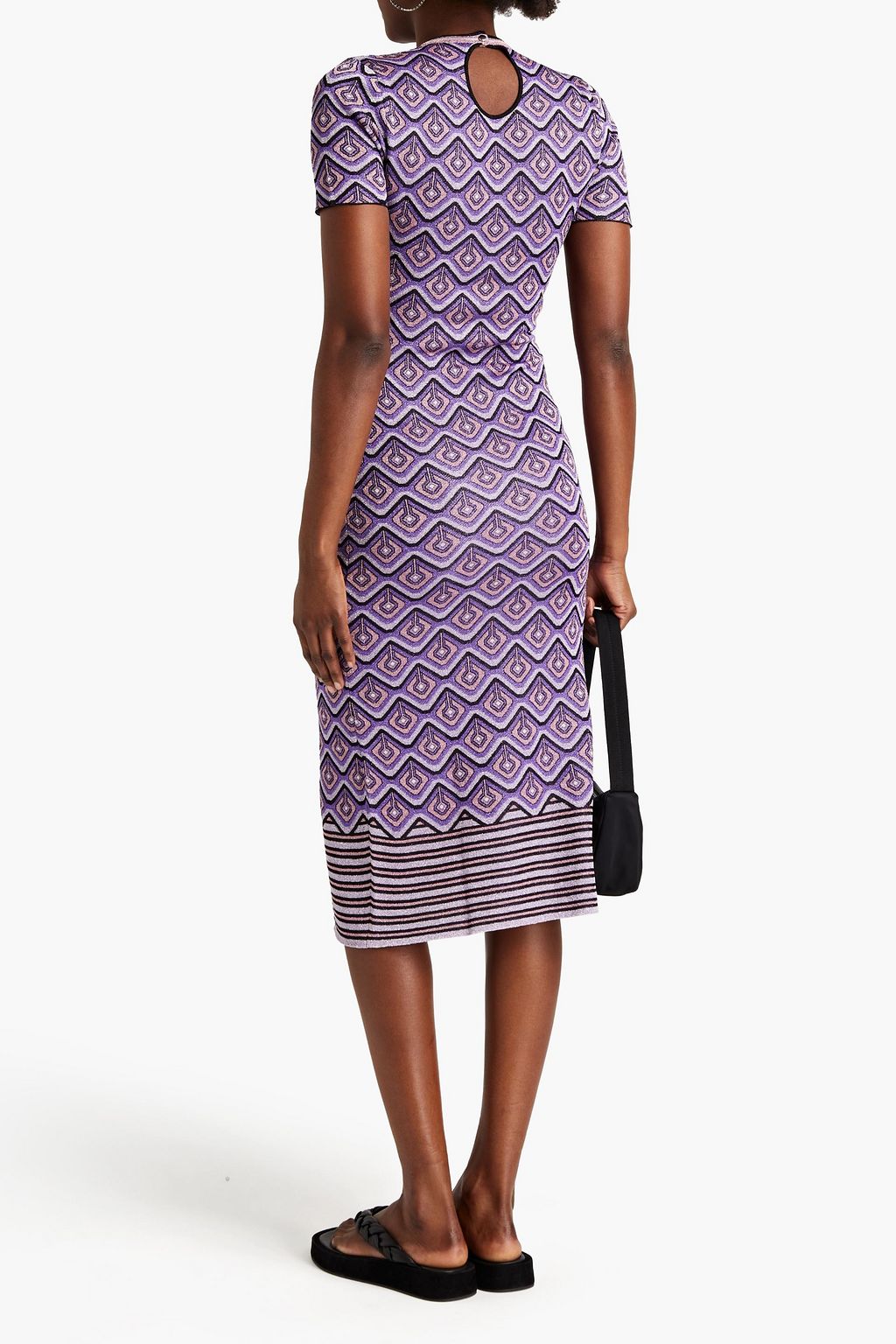 RABANNE Metallic jacquard-knit midi dress