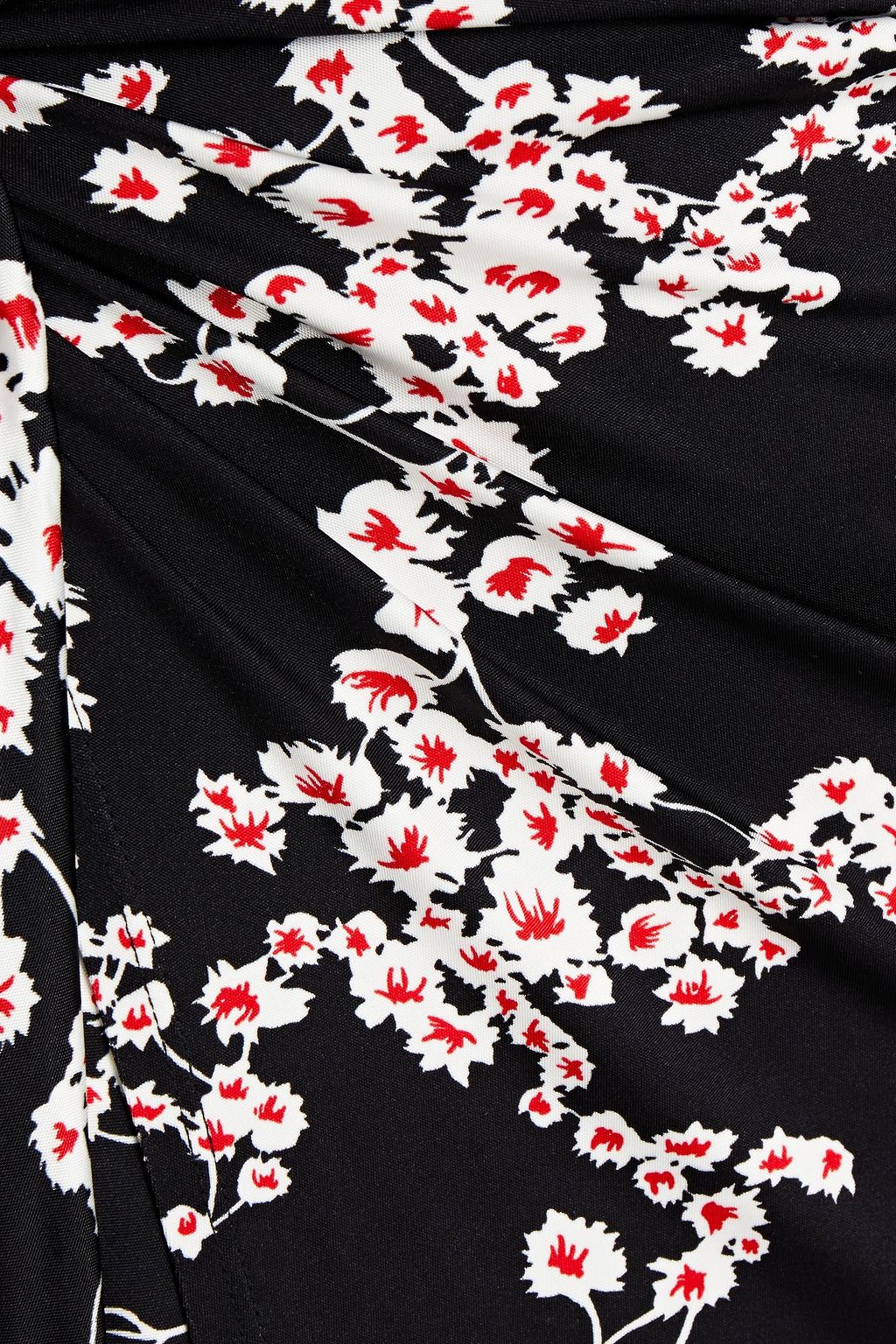 RABANNE Floral-print satin jersey midi wrap skirt