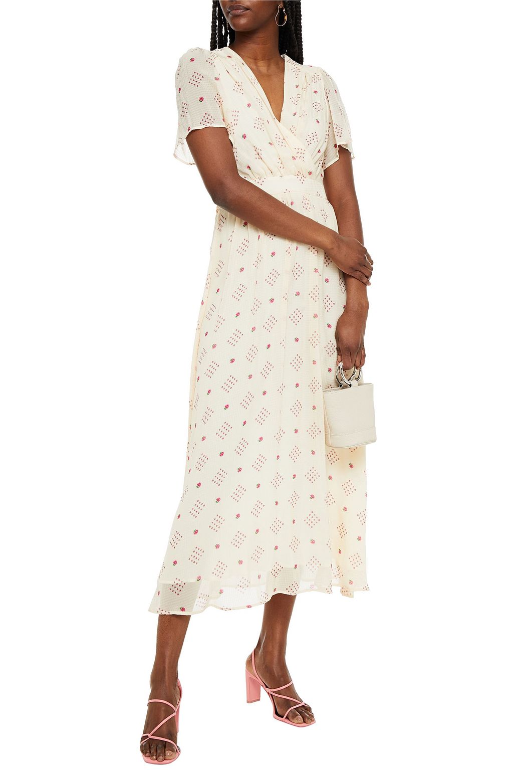 PAUL & JOE Gathered floral-print jacquard midi dress