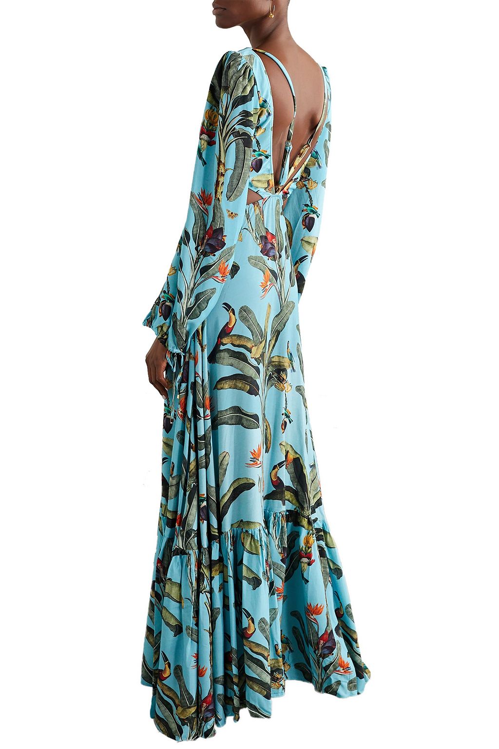 PATBO Cutout printed voile maxi dress