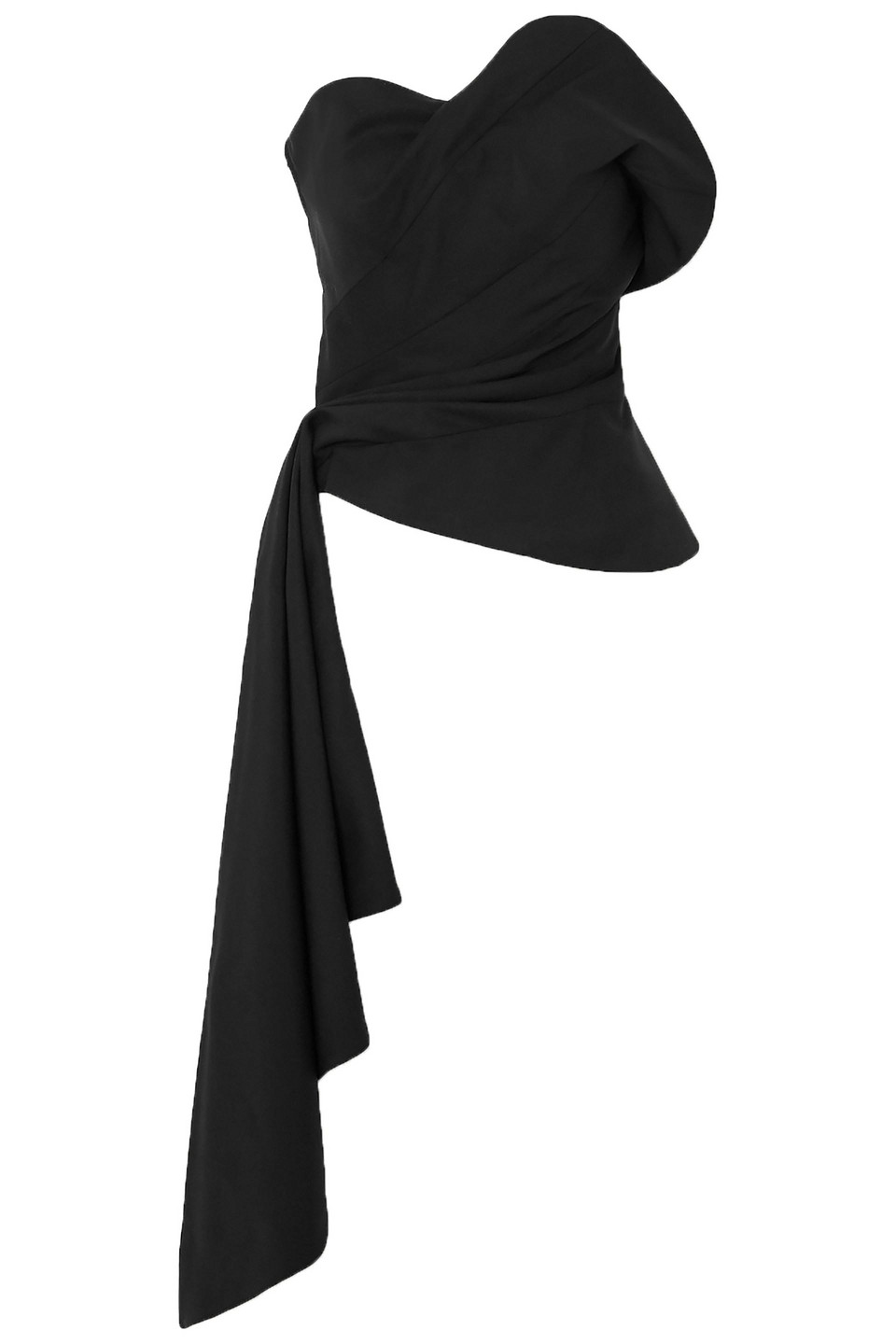 Oscar de la Renta - Draped wool-blend twill bustier top - Black
