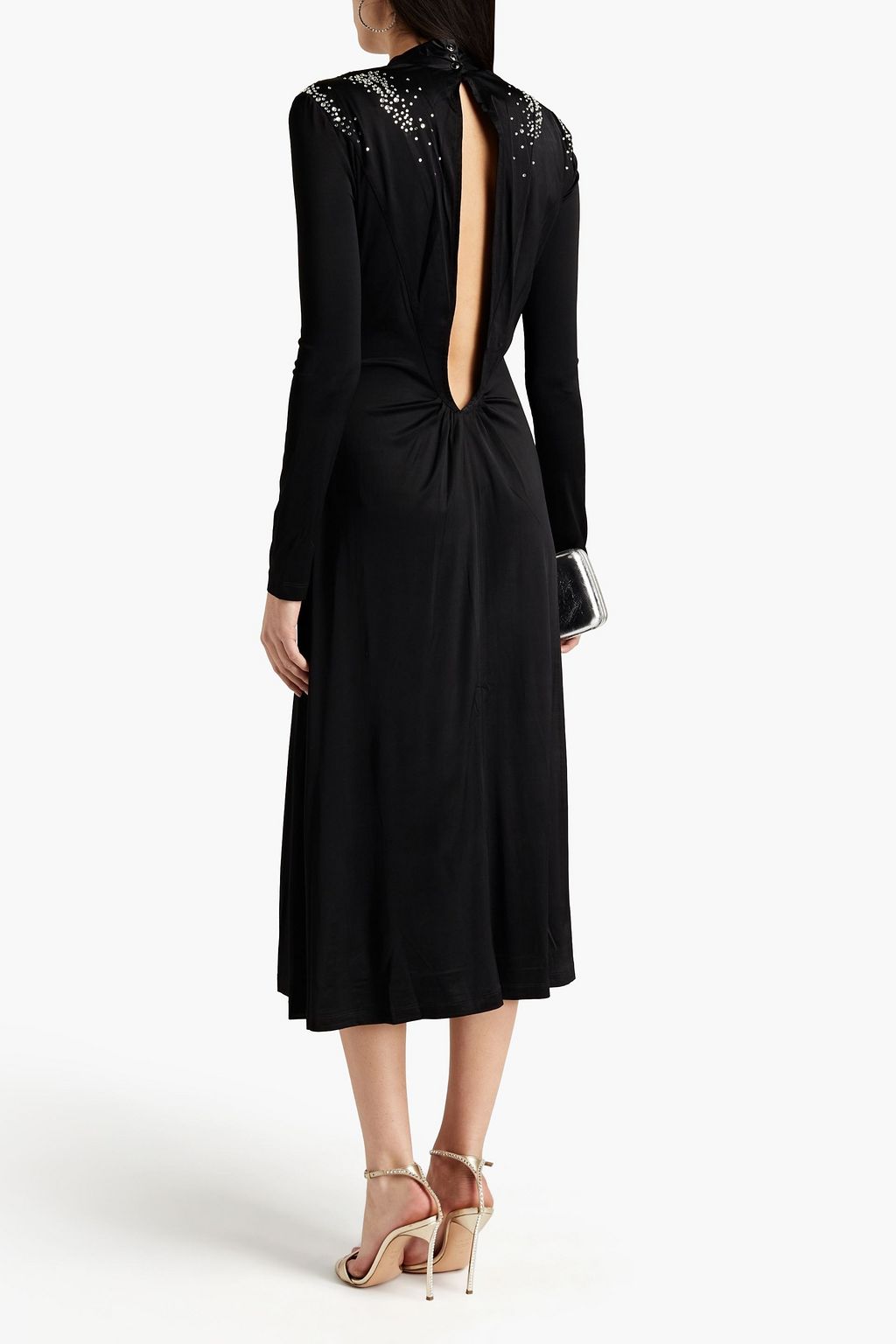 RABANNE Crystal-embellished satin-jersey midi dress