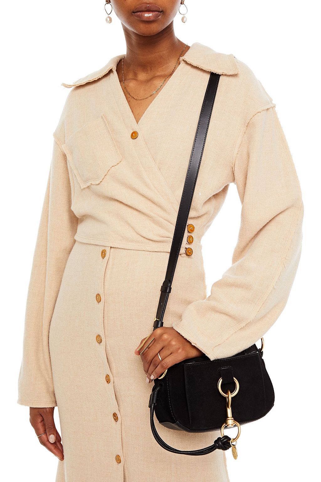 SEE BY CHLOÉ Tony suede and textured-leather shoulder bag