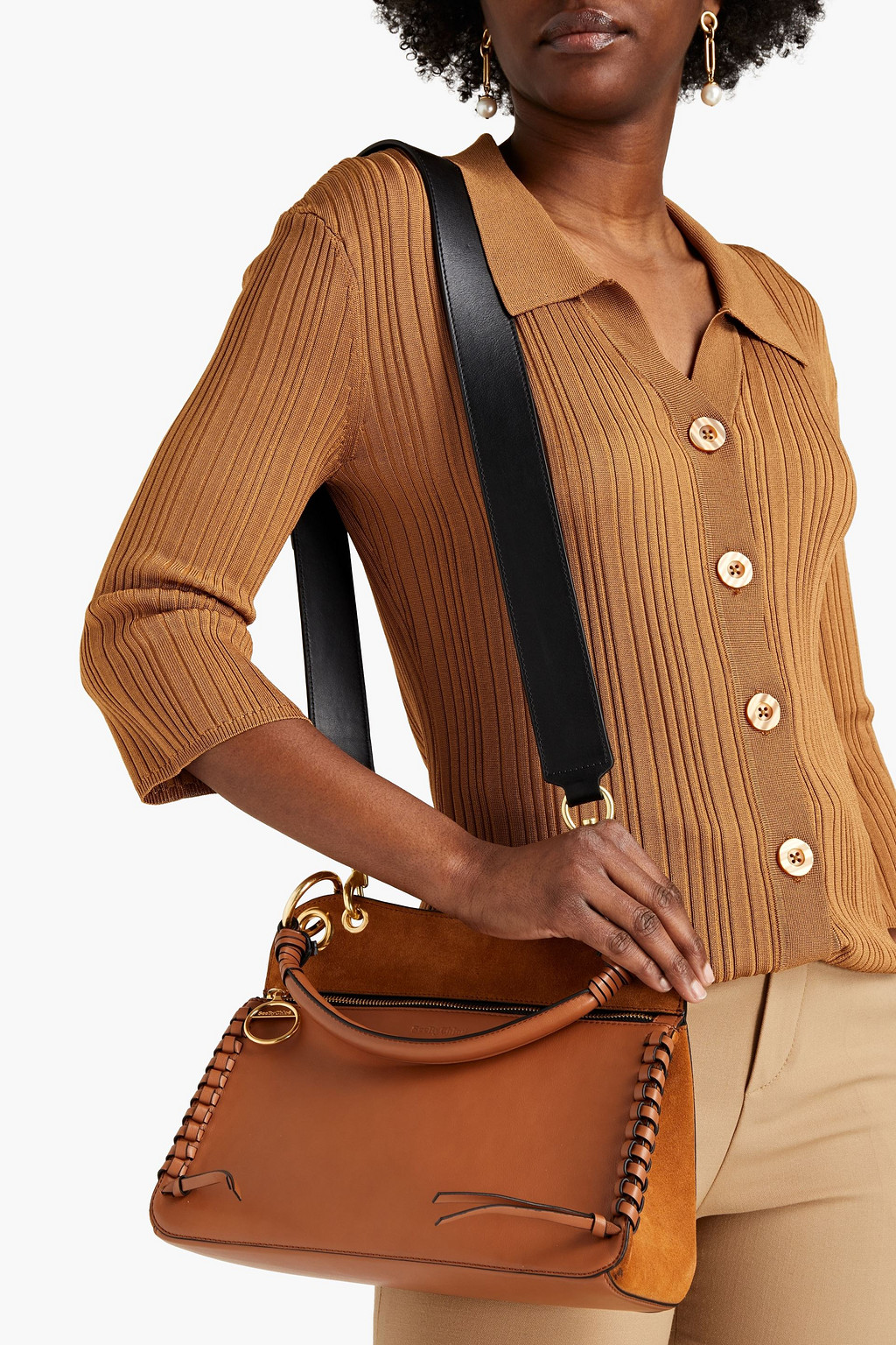 SEE BY CHLOÉ Tilda suede-paneled leather tote