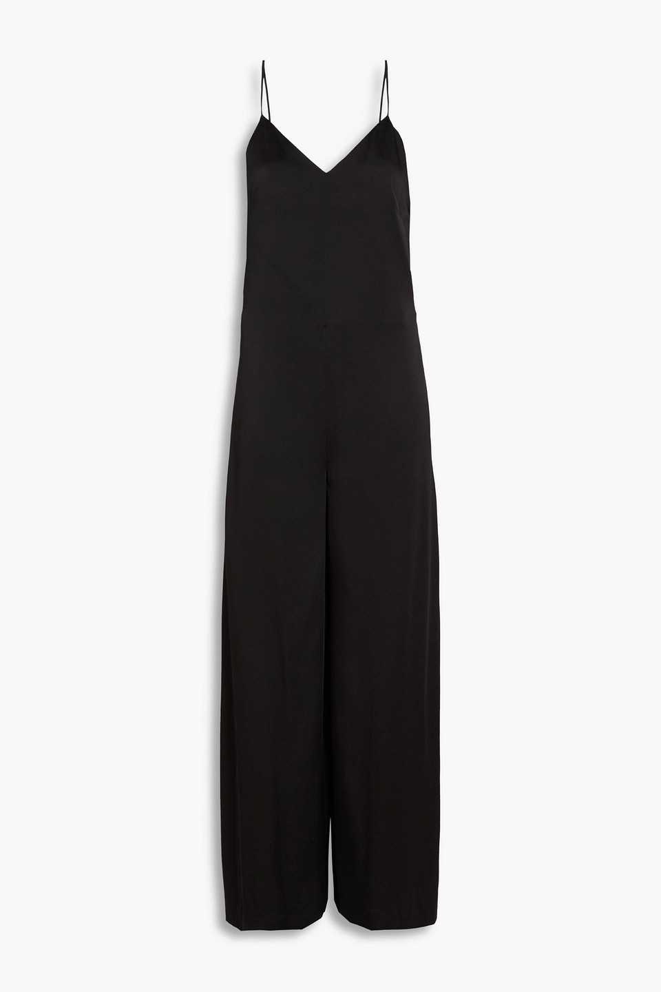 Rosetta Getty Satin-crepe Wide-leg Jumpsuit In Black