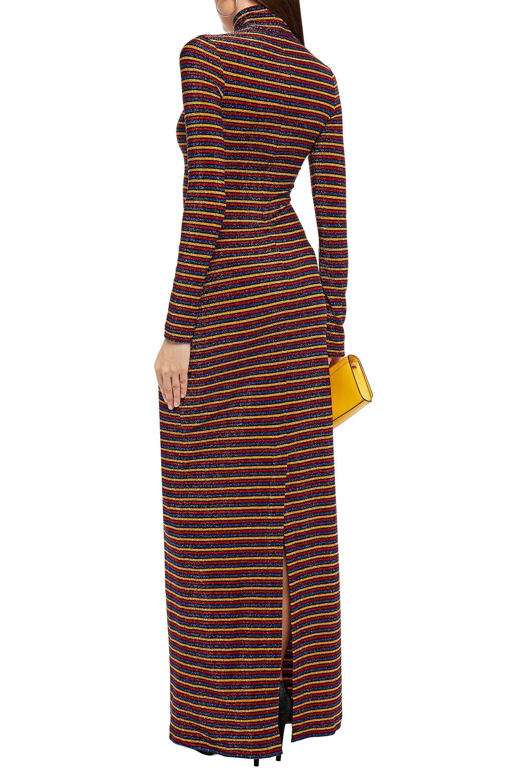 ROSETTA GETTY Striped stretch-jersey maxi turtleneck dress