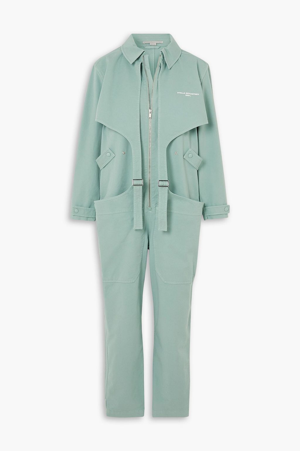 Buckled printed stretch cotton jumpsuit