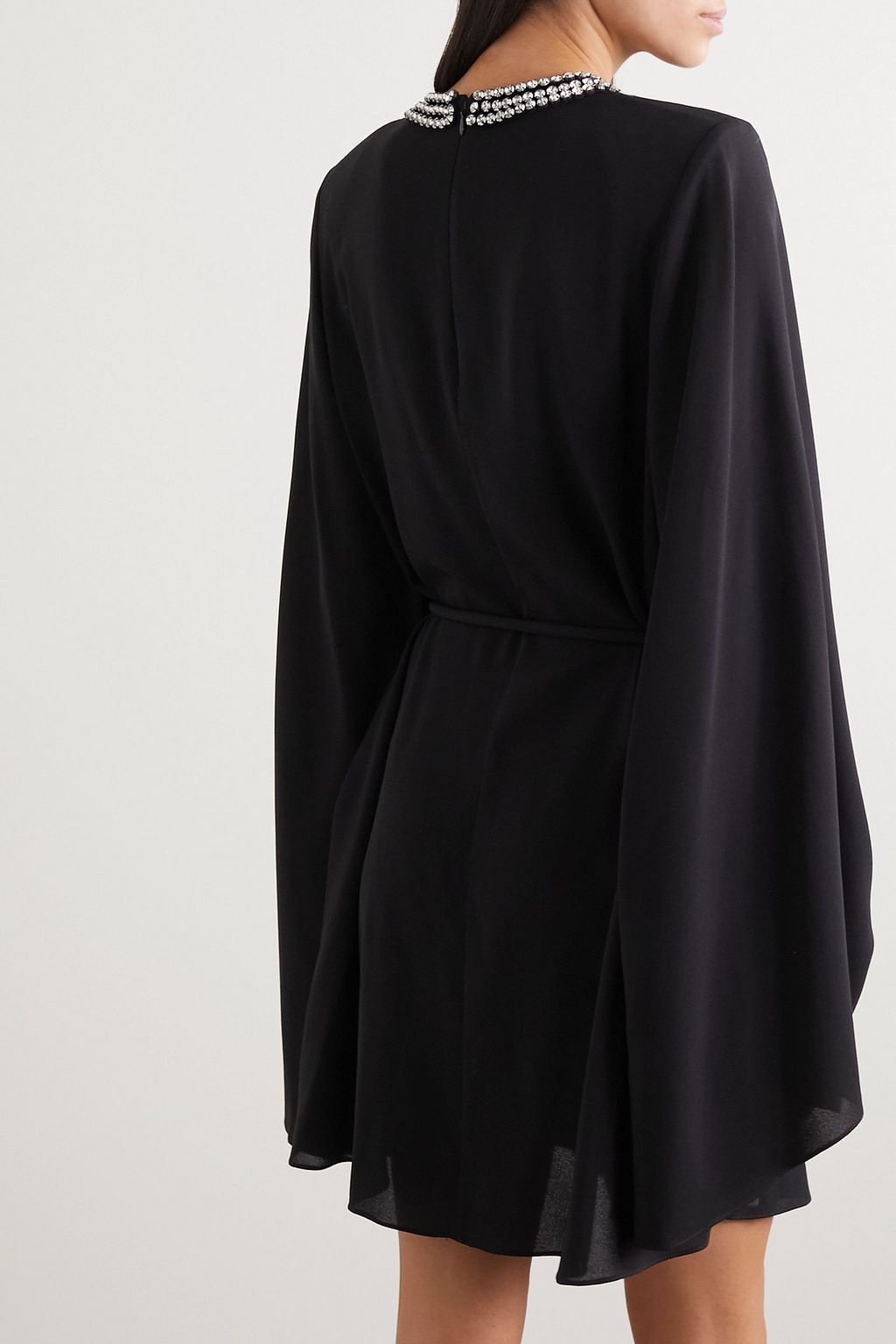 STELLA MCCARTNEY Crystal-embellished belted crepe mini dress