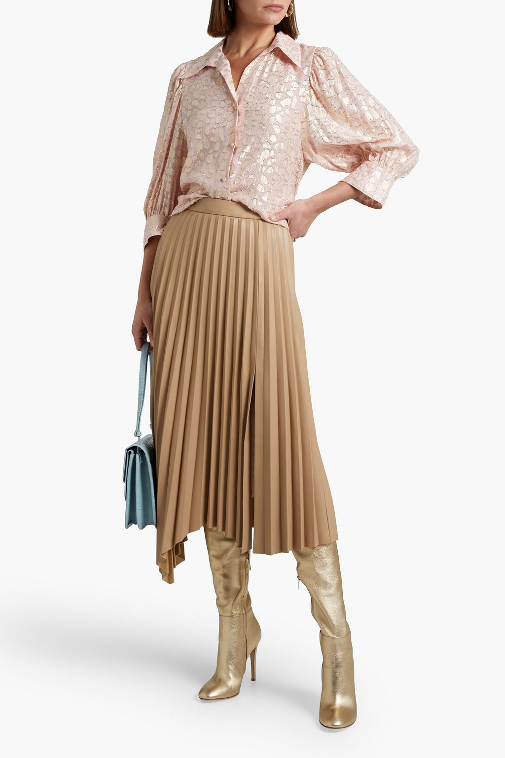 STELLA MCCARTNEY Metallic printed fil coupé silk-blend blouse
