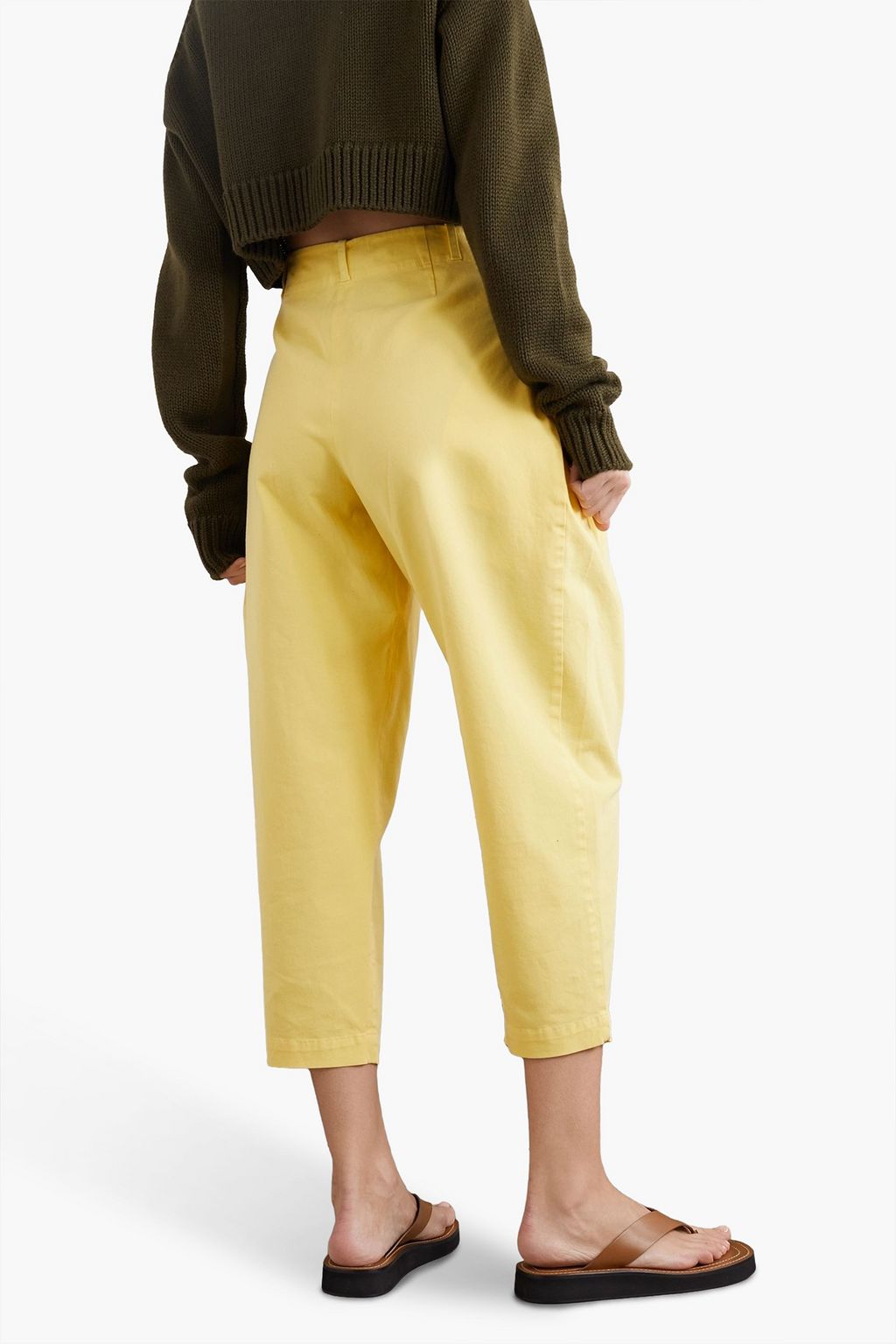 STELLA MCCARTNEY 스트레치 코튼 트윌 크롭 테이퍼드 카고 팬츠