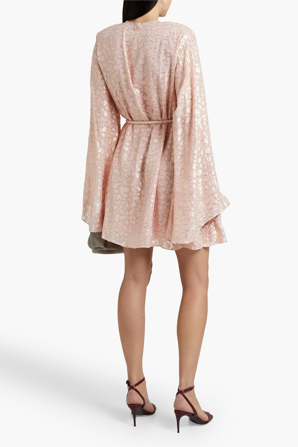 STELLA MCCARTNEY Delia belted metallic fil coupé silk-chiffon mini dress