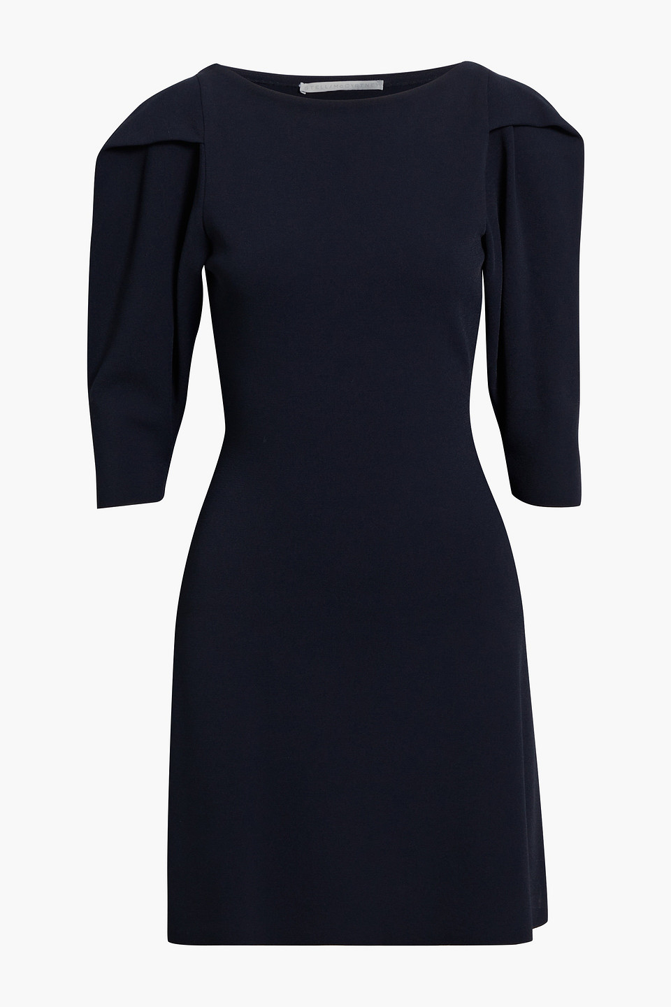Stella Mccartney Pleated Stretch-knit Mini Dress In Midnight Blue