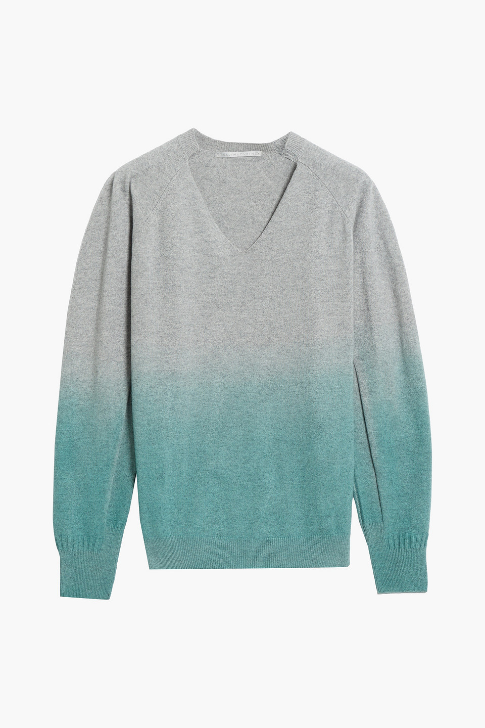 Stella Mccartney Dégradé Cashmere And Wool-blend Sweater In Grey Green