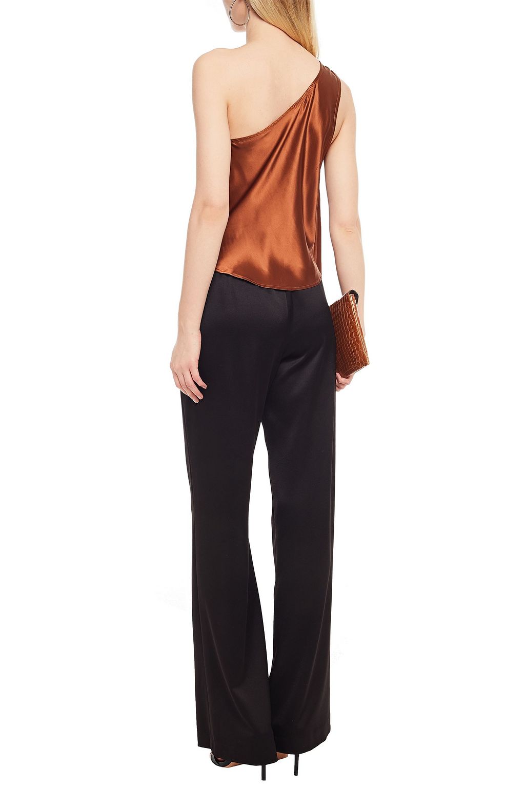 THE RANGE One-shoulder draped satin top