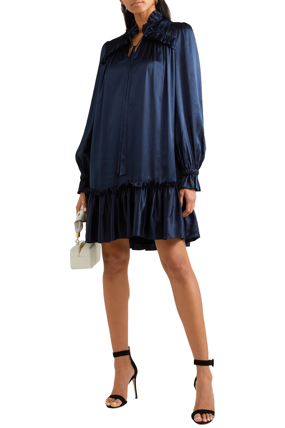 Temperley London Birdie Ruffled Satin Mini Dress