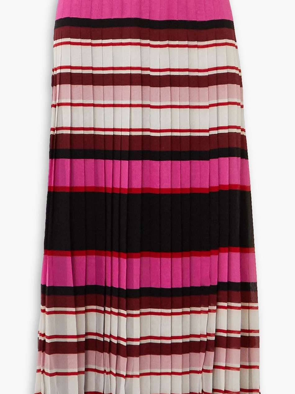 pleated striped silk-georgette midi skirt