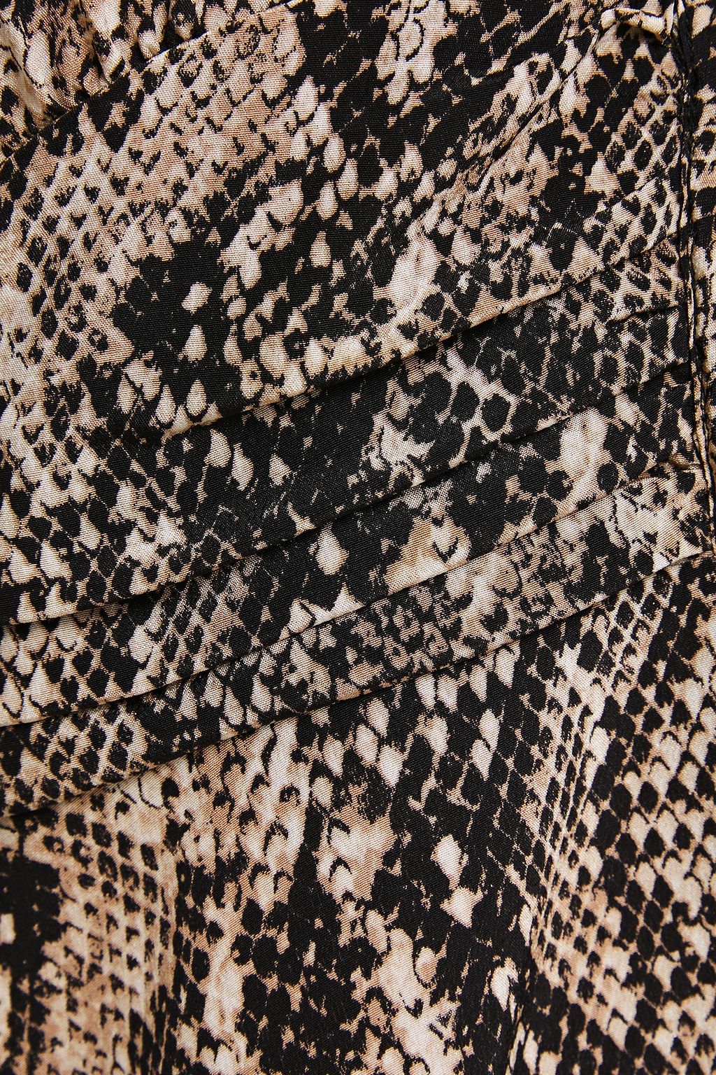 VERONICA BEARD Ruched snake-print silk crepe de chine blouse