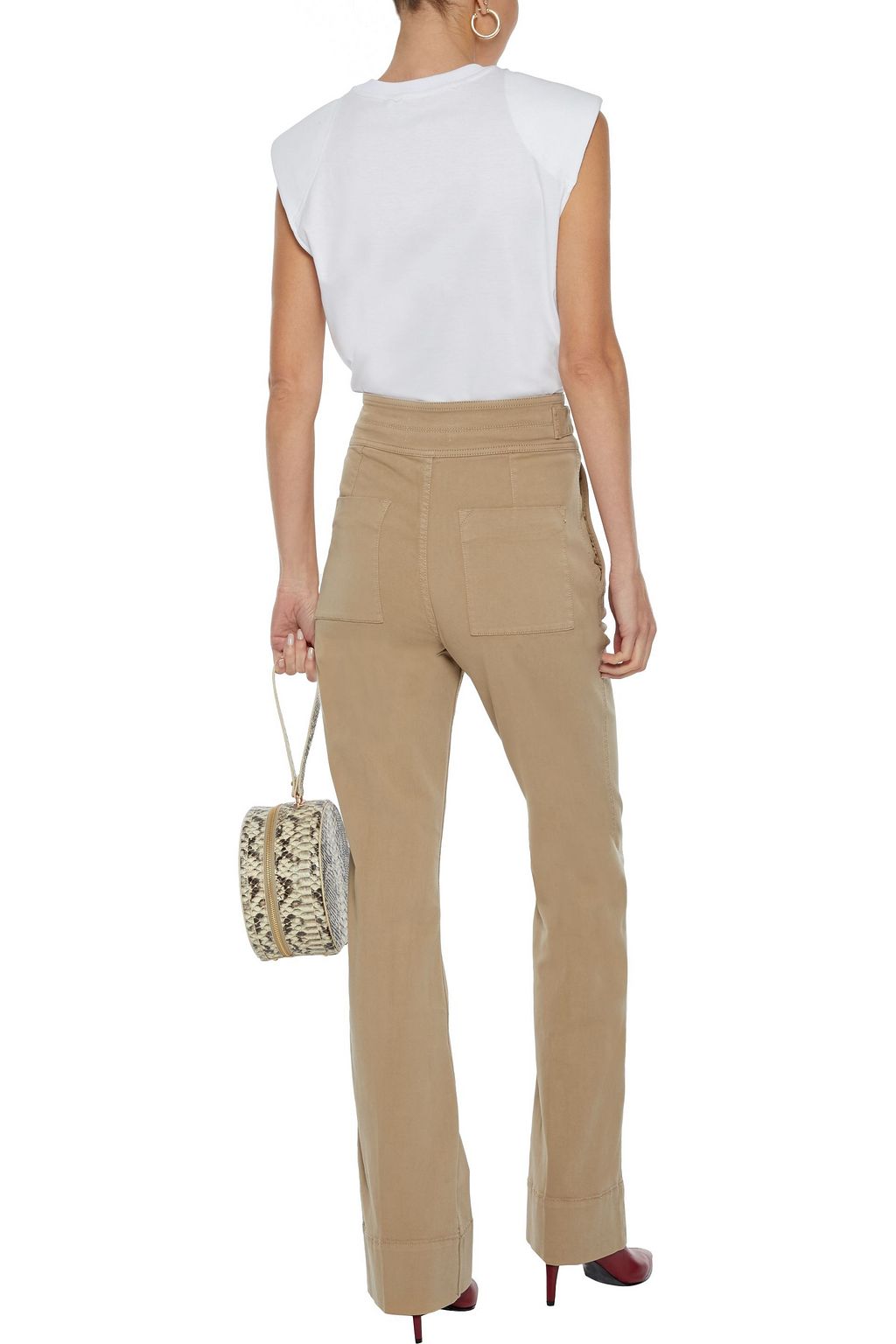 CURRENT/ELLIOTT The Maritime button-detailed cotton-blend twill flared pants