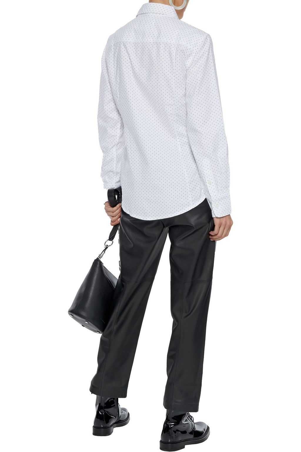 CURRENT/ELLIOTT The South Canon ruched polka-dot cotton-blend shirt