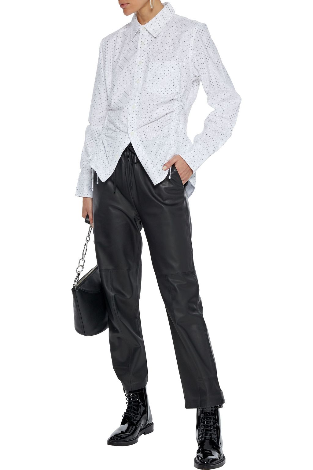 CURRENT/ELLIOTT The South Canon ruched polka-dot cotton-blend shirt