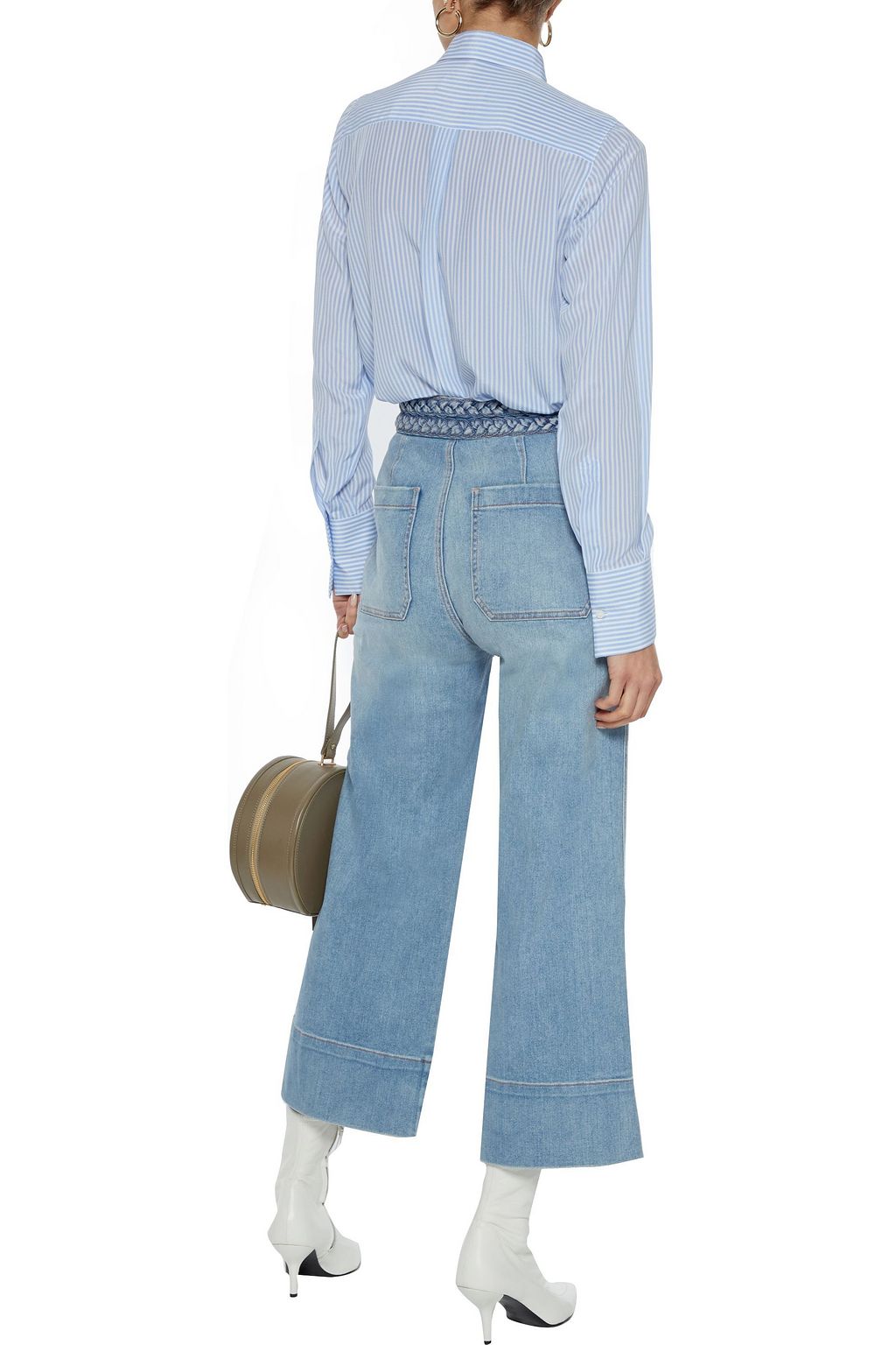 CURRENT/ELLIOTT The Braided Camp cropped high-rise wide-leg jeans