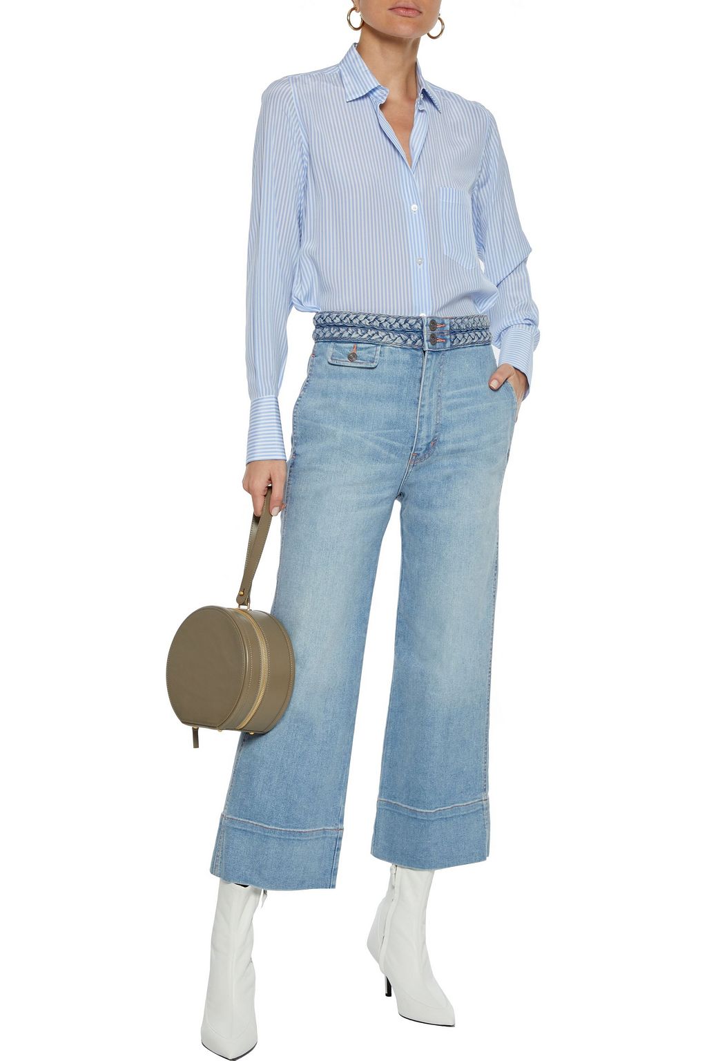 CURRENT/ELLIOTT The Braided Camp cropped high-rise wide-leg jeans