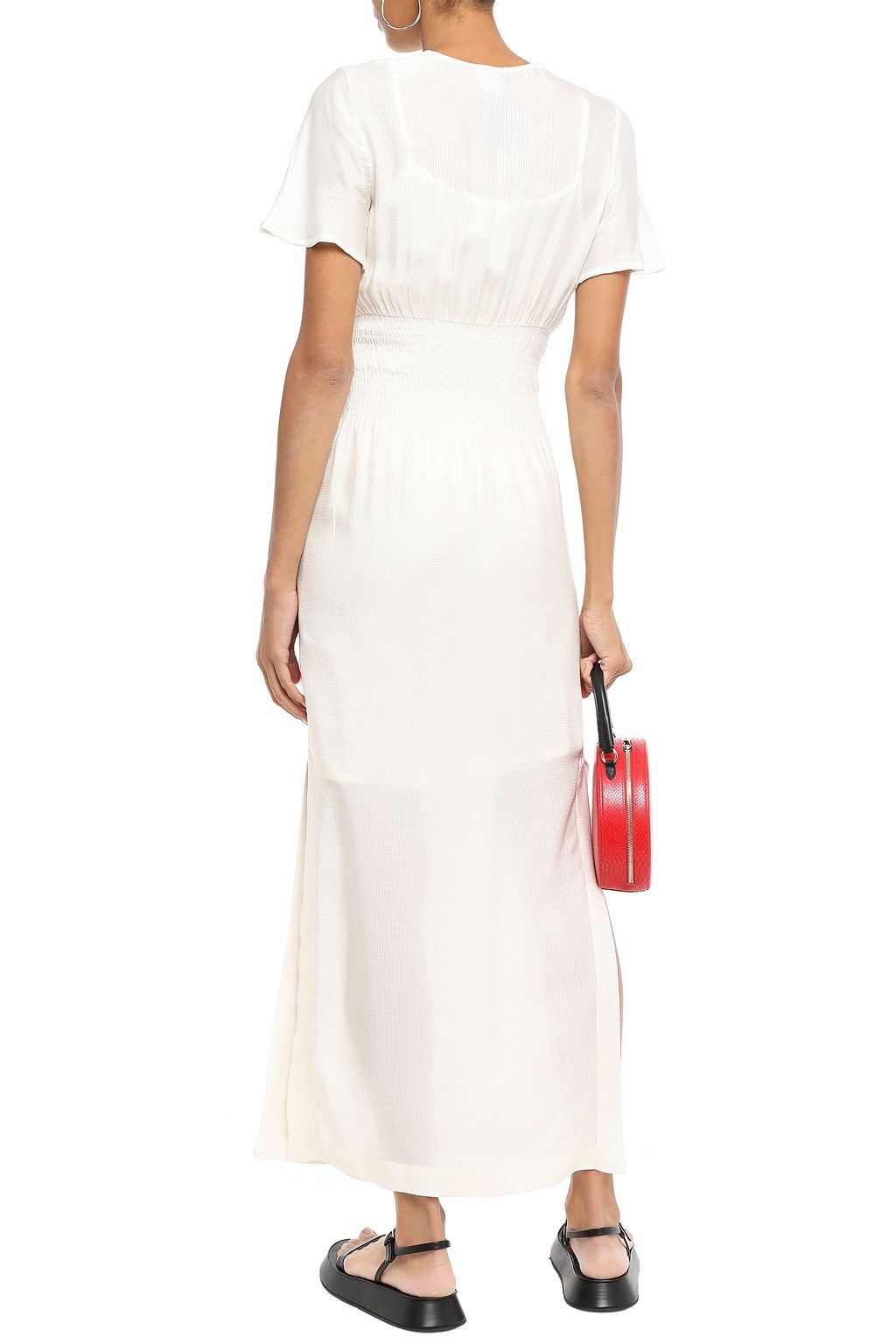 BAUM UND PFERDGARTEN Aberdeen layered shirred seersucker maxi dress
