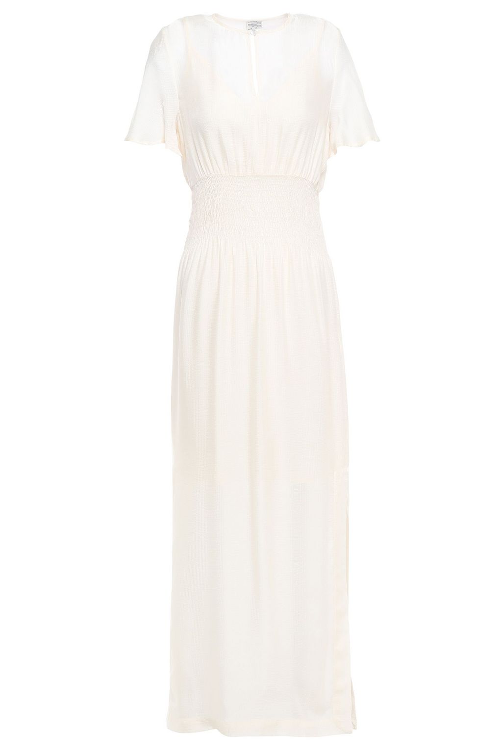 Cream Aberdeen layered shirred seersucker maxi dress | BAUM UND ...