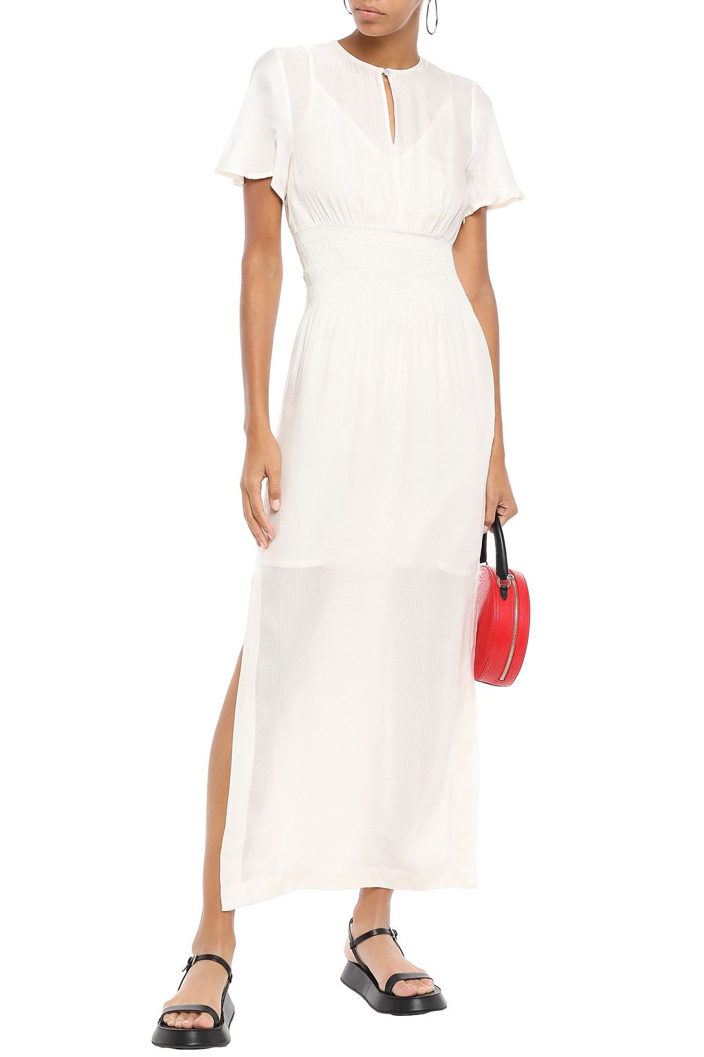 BAUM UND PFERDGARTEN Aberdeen layered shirred seersucker maxi dress