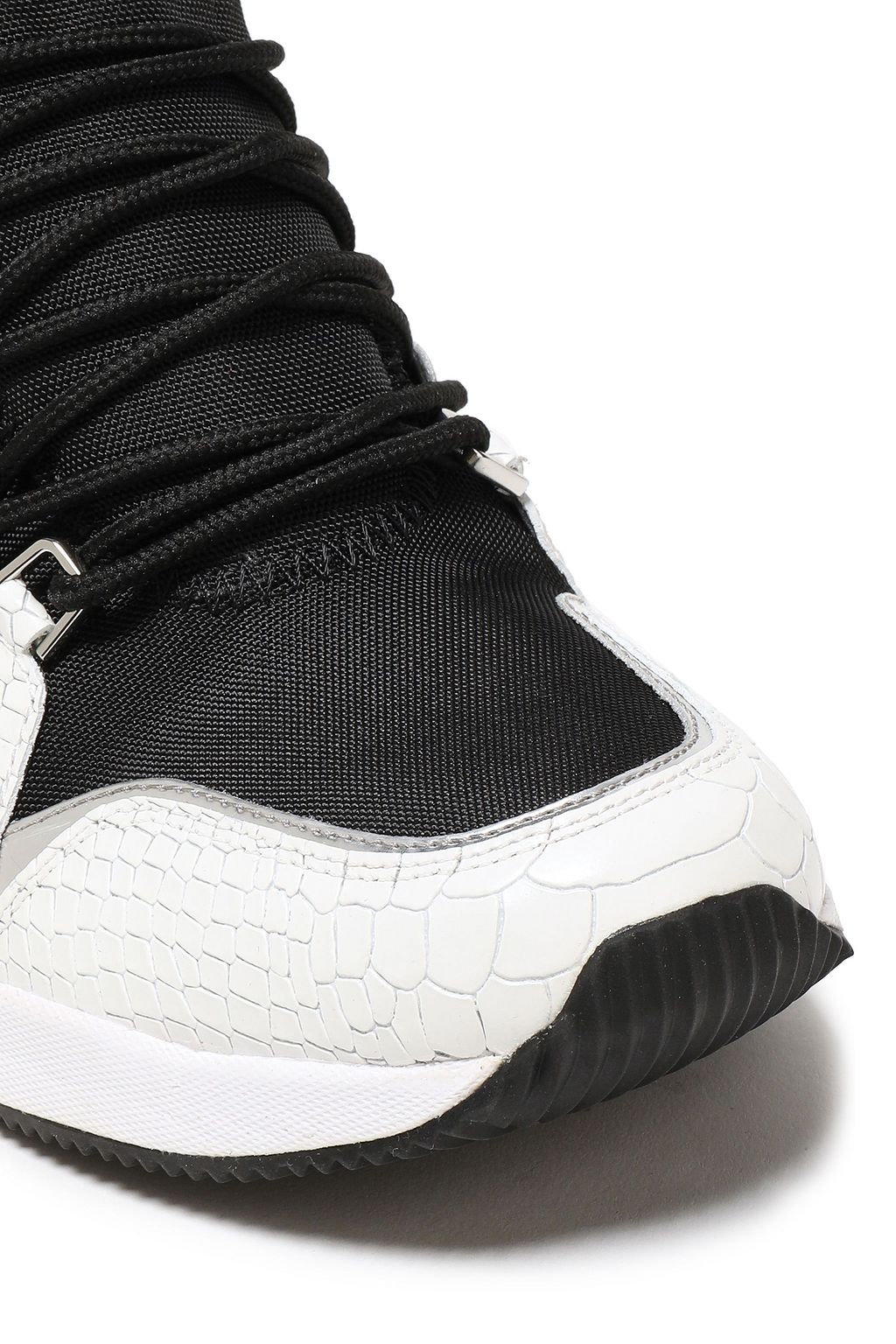 MICHAEL MICHAEL KORS Liv jersey-paneled snake-effect leather sneakers