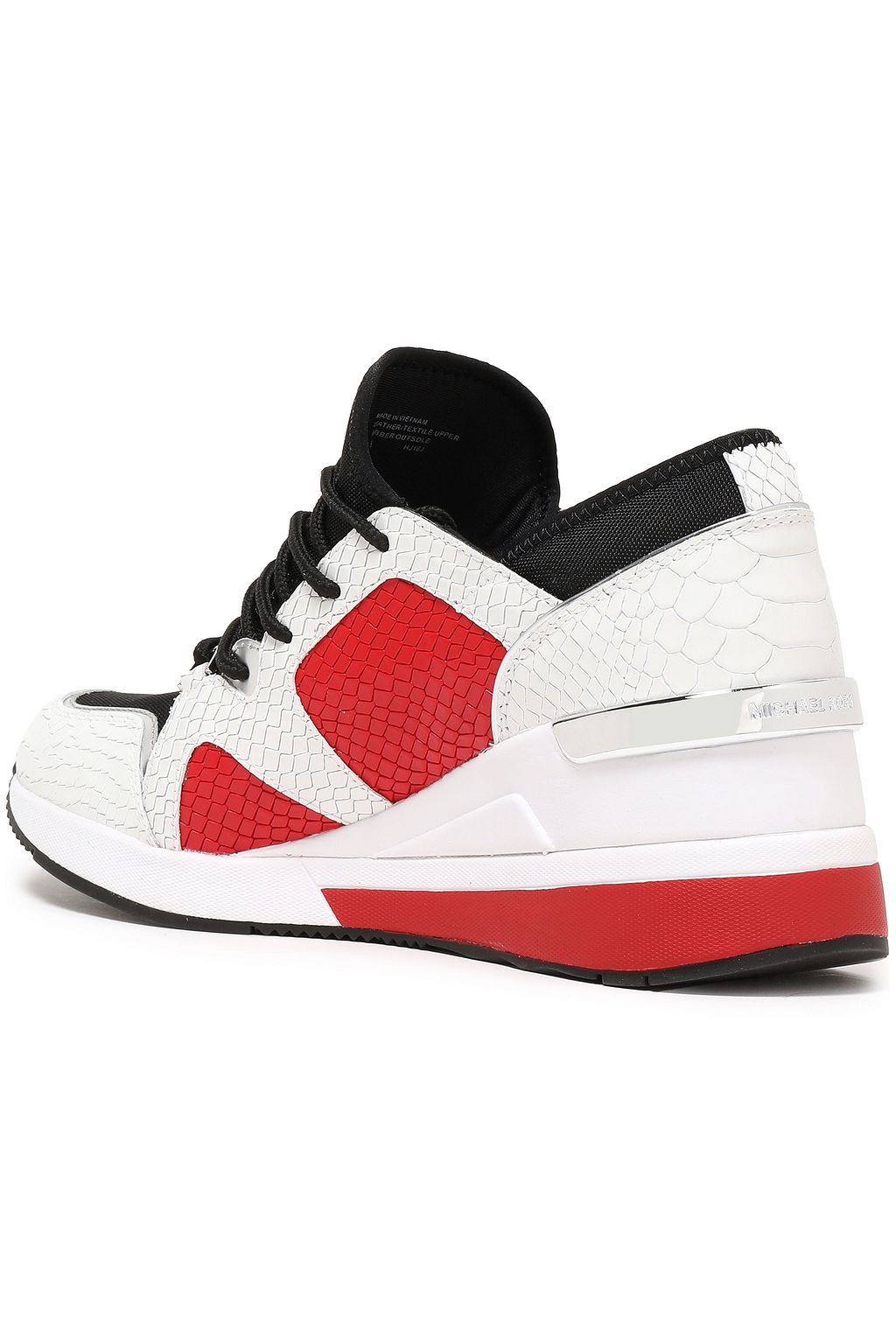 MICHAEL MICHAEL KORS Liv jersey-paneled snake-effect leather sneakers