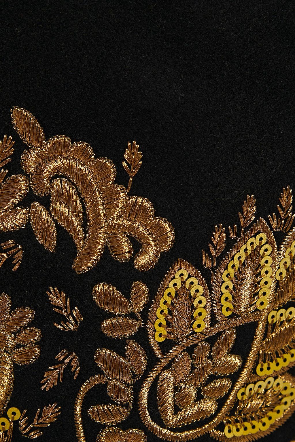 MICHAEL MICHAEL KORS Faux fur-trimmed embroidered embellished wool-blend coat