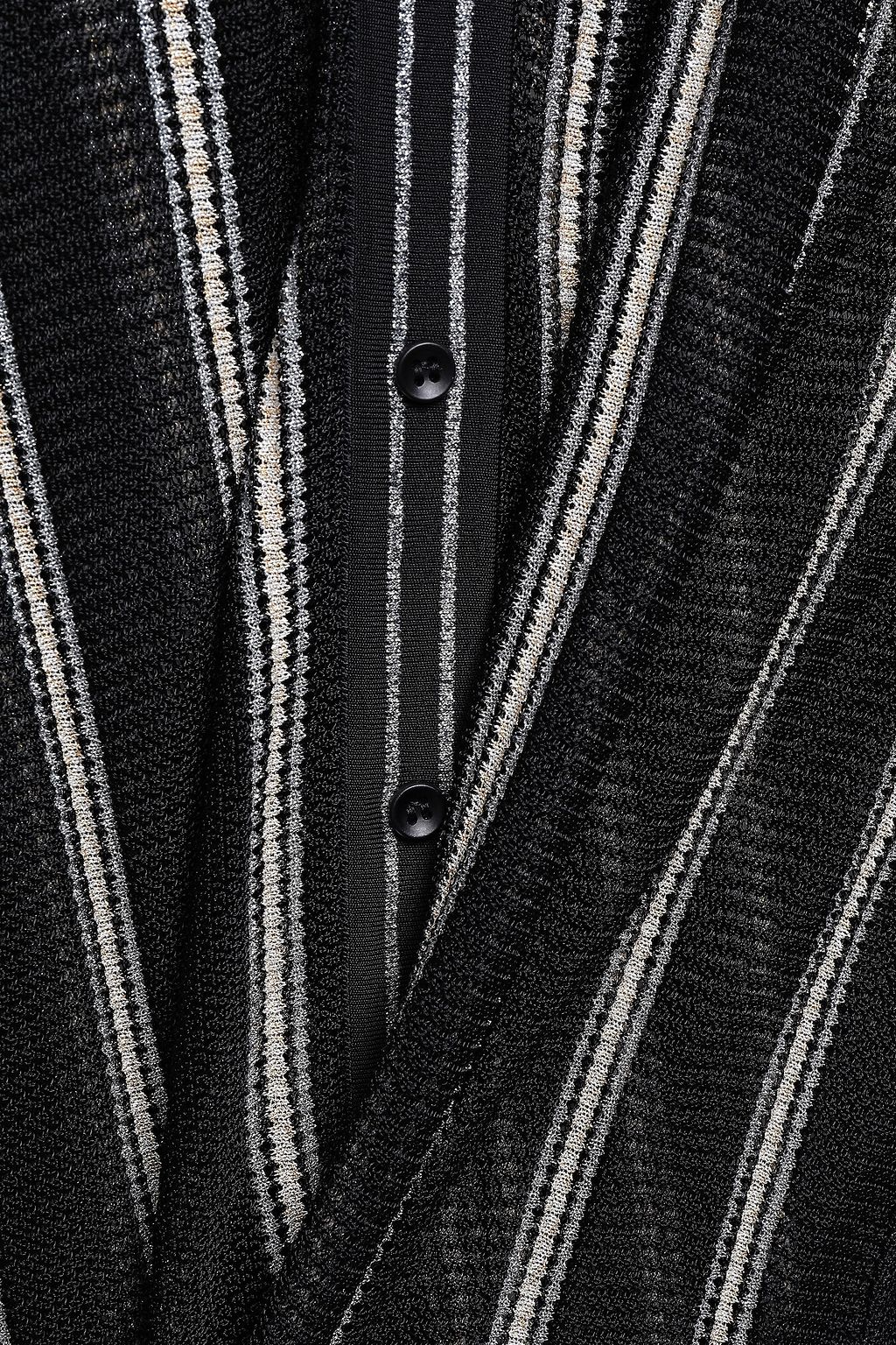 ROBERTO CAVALLI Metallic-trimmed striped crochet-knit shirt