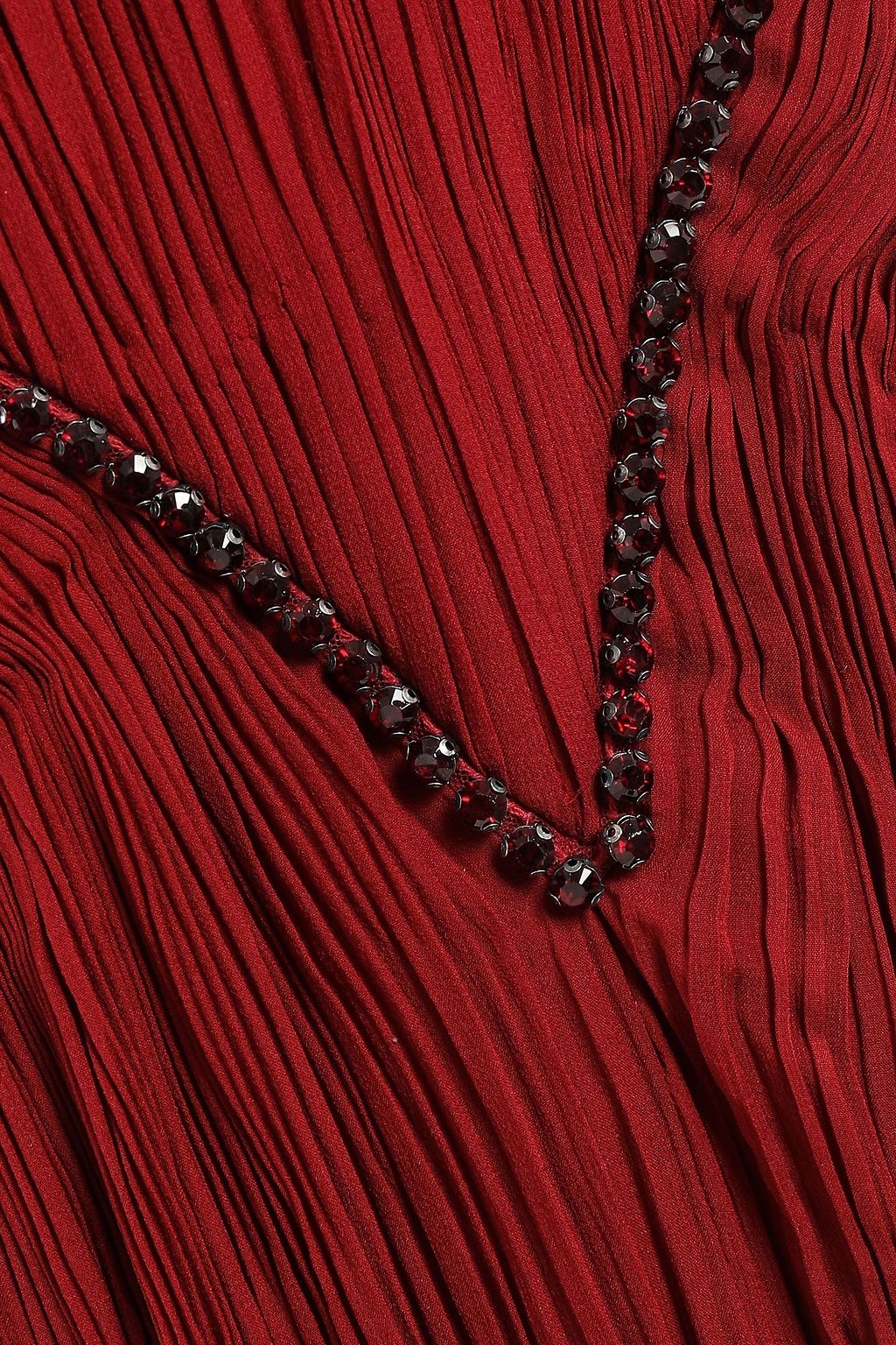 ROBERTO CAVALLI Crystal-embellished plissé silk-blend georgette gown