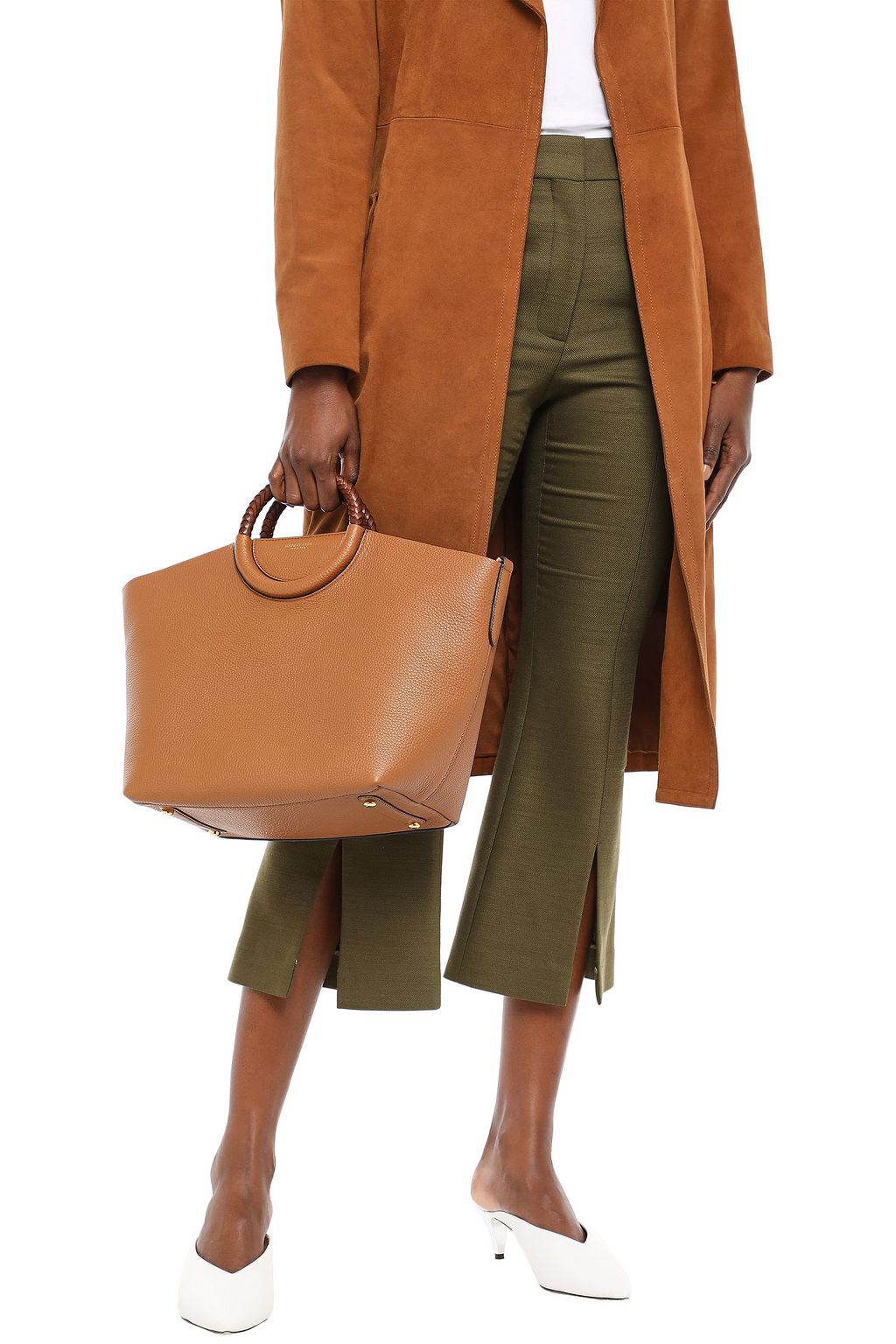 MICHAEL KORS COLLECTION Skorpios braid-trimmed textured-leather shoulder bag