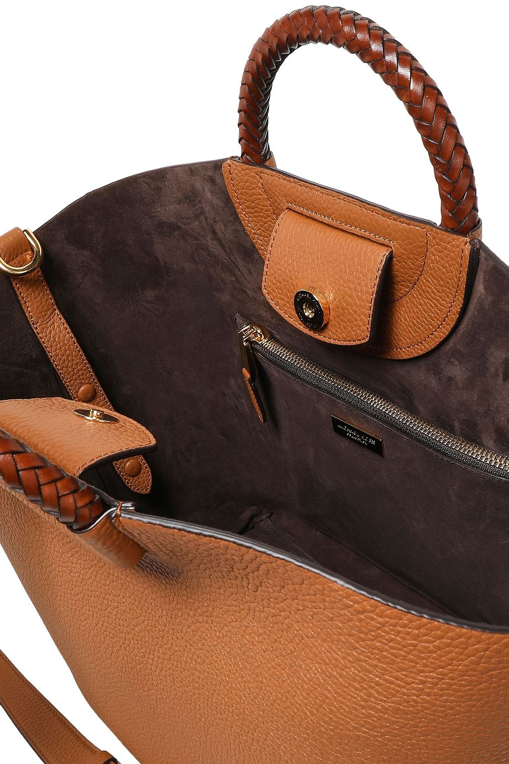 MICHAEL KORS COLLECTION Skorpios braid-trimmed textured-leather shoulder bag