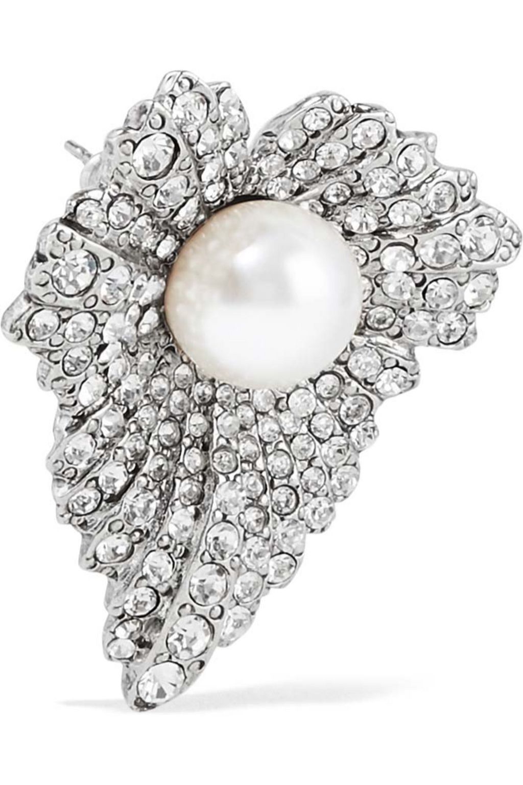 OSCAR DE LA RENTA Grape Leaf silver-tone, faux pearl and crystal earrings