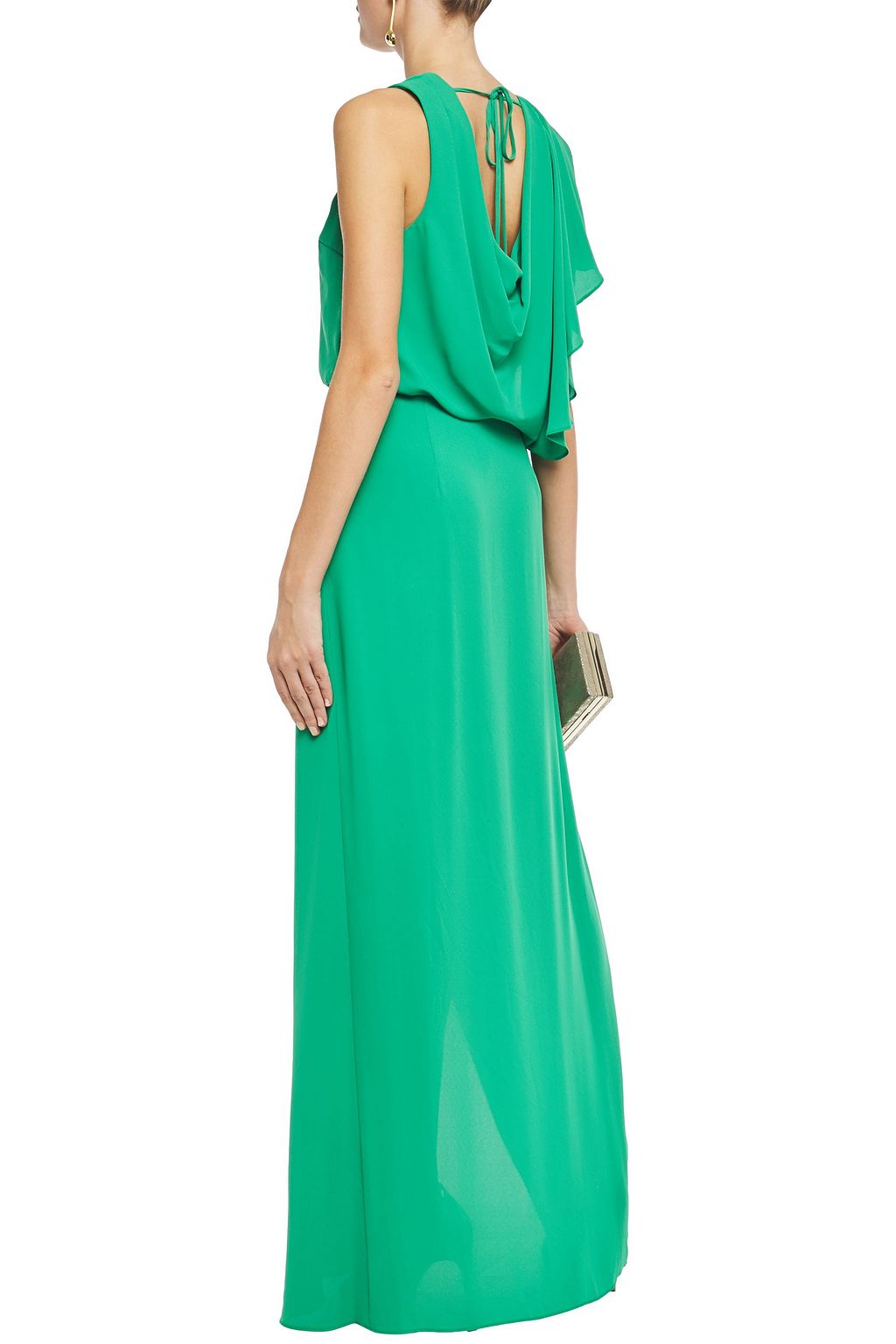 HALSTON HERITAGE Draped crepe de chine gown