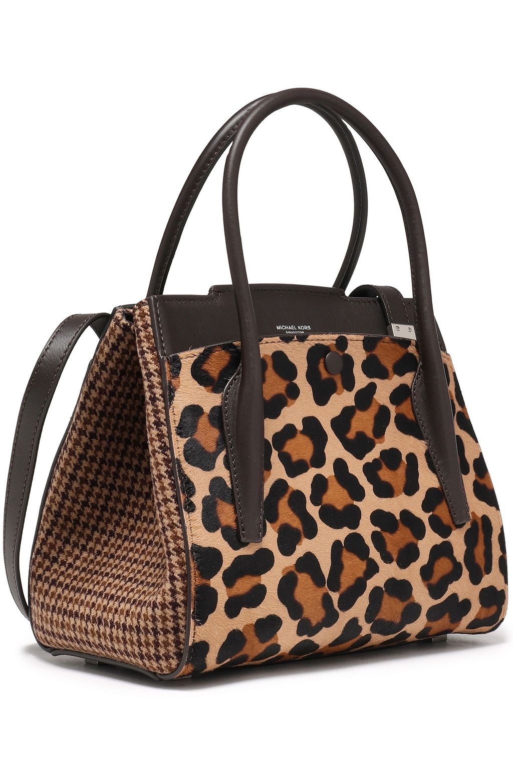 MICHAEL KORS COLLECTION Bancroft jacquard-paneled leather-trimmed printed calf hair shoulder bag