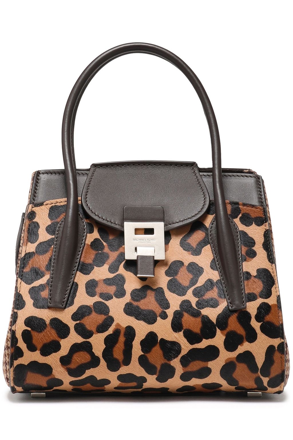 MICHAEL KORS COLLECTION Bancroft jacquard-paneled leather-trimmed printed calf hair shoulder bag