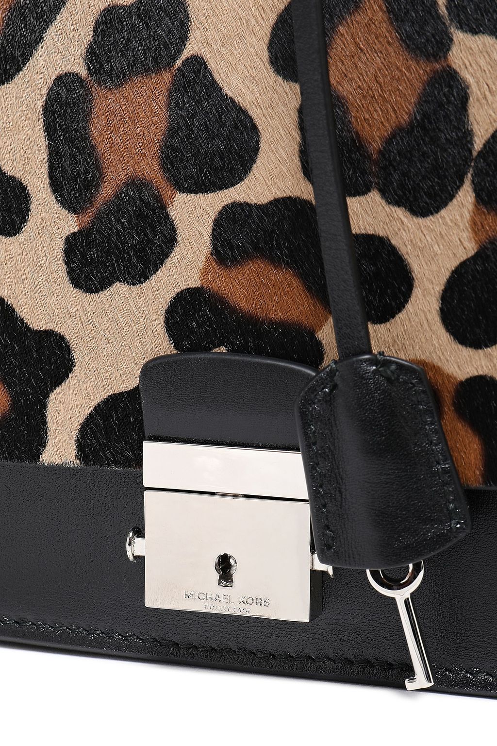 MICHAEL KORS COLLECTION Leopard-print calf hair-paneled leather shoulder bag