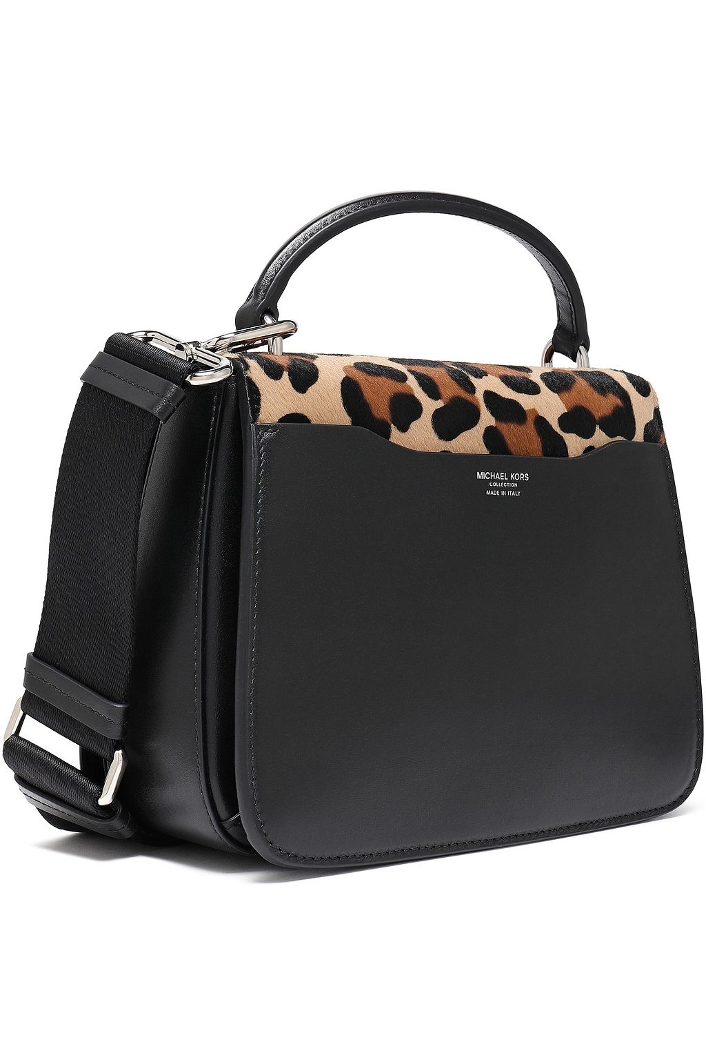 MICHAEL KORS COLLECTION Leopard-print calf hair-paneled leather shoulder bag